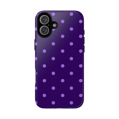 Purple Polka Dot Tough Phone Case – Cute Stylish Durable Protective Cover for Iphone, Samsung Galaxy and Pixel