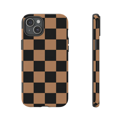 Brown Checkerboard Phone Case | Aesthetic Tough Protective Case