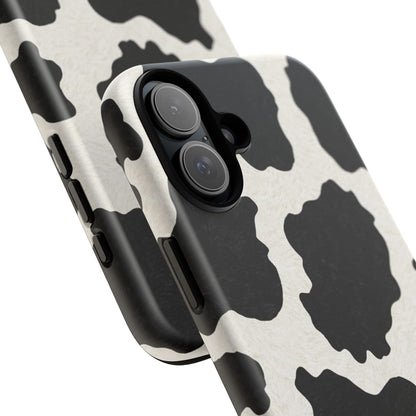 Black & White Cow Print Phone Case | Western Aesthetic iPhone & Samsung Tough Case