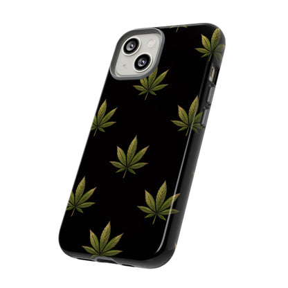 Cannabis Leaf Phone Case Green Weed Leaf Pattern Tough Protective Cover