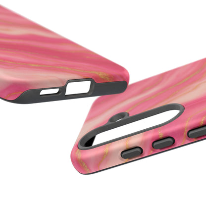Pink Marble Phone Case | Rose Gold Swirl Aesthetic Tough Protective Case