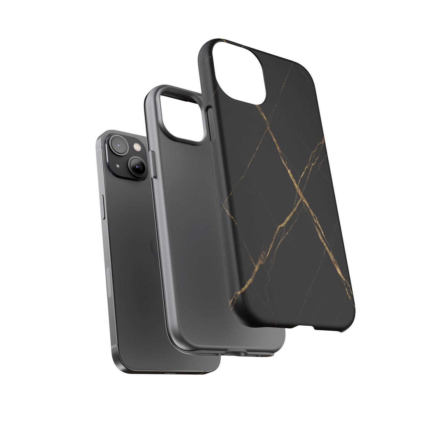Black Marble Phone Case with Gold Veins – Luxury Minimal Aesthetic Tough Case