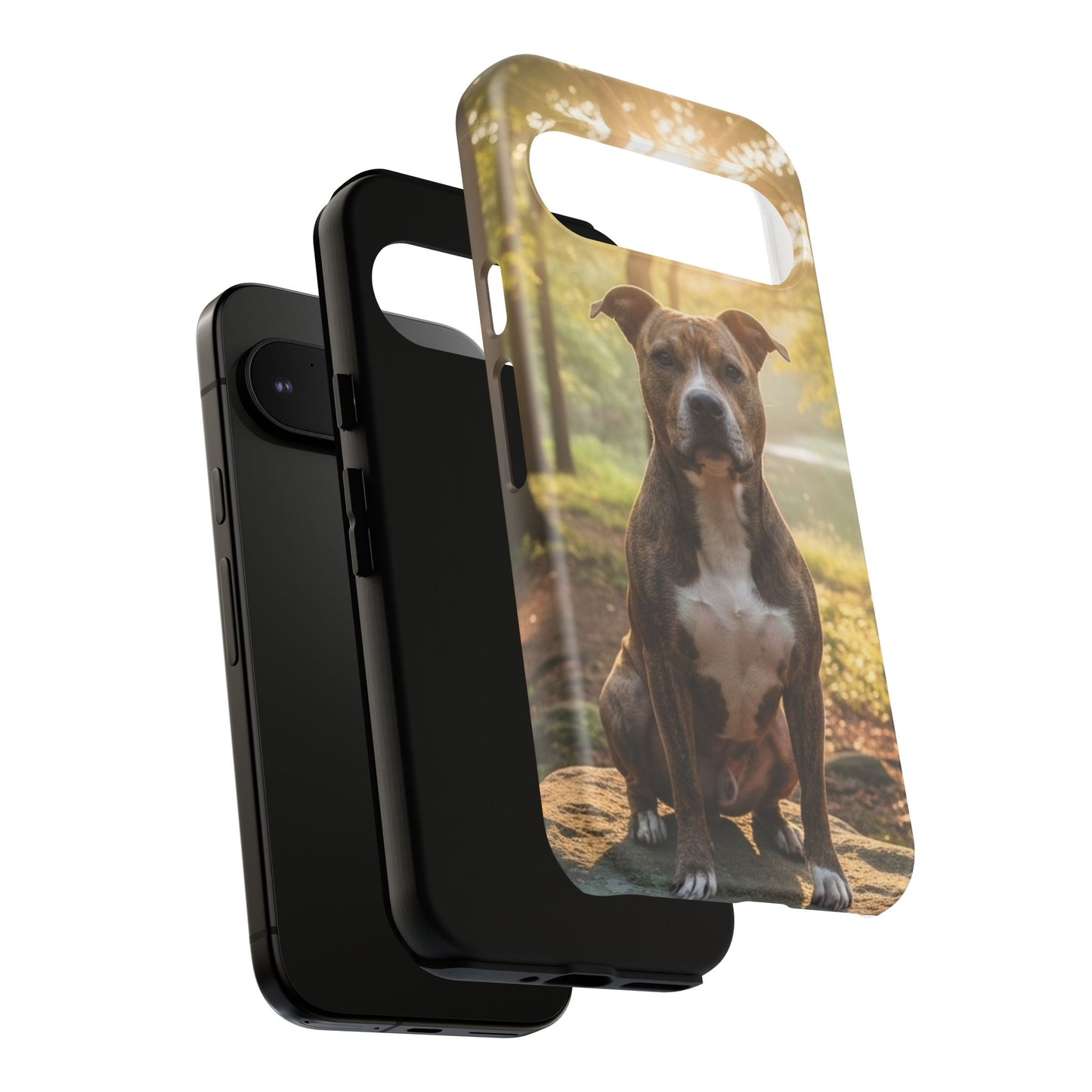 Pitbull Portrait Phone Case | Dog Lover Tough Case, Sunset Forest