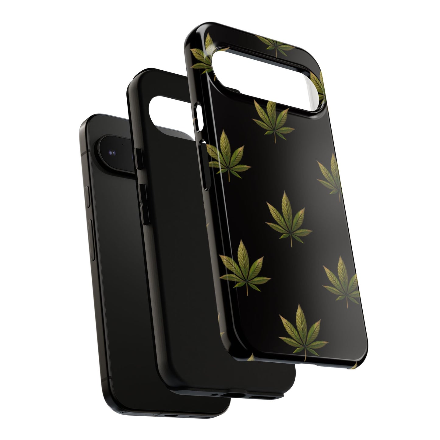 Cannabis Leaf Phone Case Green Weed Leaf Pattern Tough Protective Cover