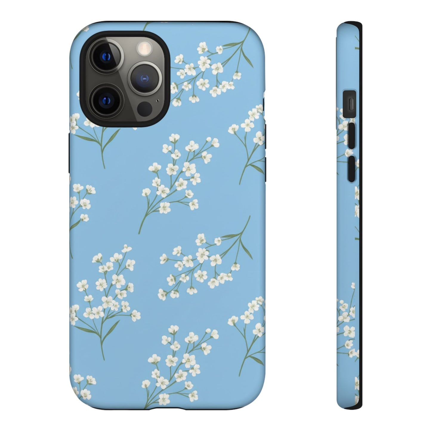 Baby’s Breath Floral Phone Case – Blue Minimal Flower Aesthetic Tough Case