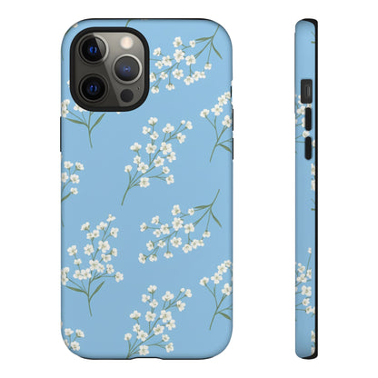 Baby’s Breath Floral Phone Case – Blue Minimal Flower Aesthetic Tough Case