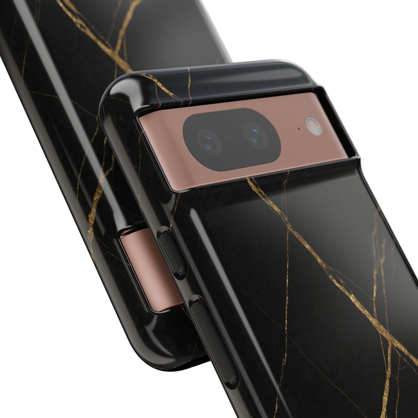 Black Marble Phone Case with Gold Veins – Luxury Minimal Aesthetic Tough Case
