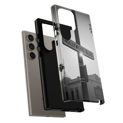 Hollywood Blvd Phone Case | Vintage Los Angeles Street Sign | Black & White LA Aesthetic