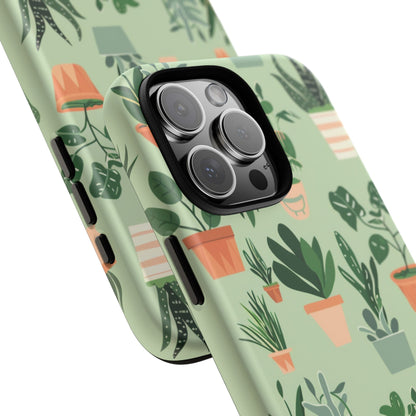 Plant Lover Phone Case | Cute Potted Plants Pattern | Botanical Aesthetic Tough Case