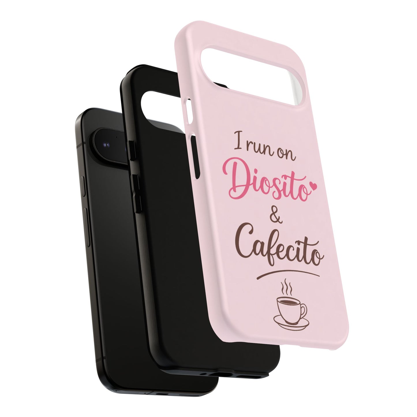 I Run on Diosito y Cafecito Phone Case, Pink Aesthetic Latina Faith Coffee Case, Girly Protective iPhone Samsung Cover