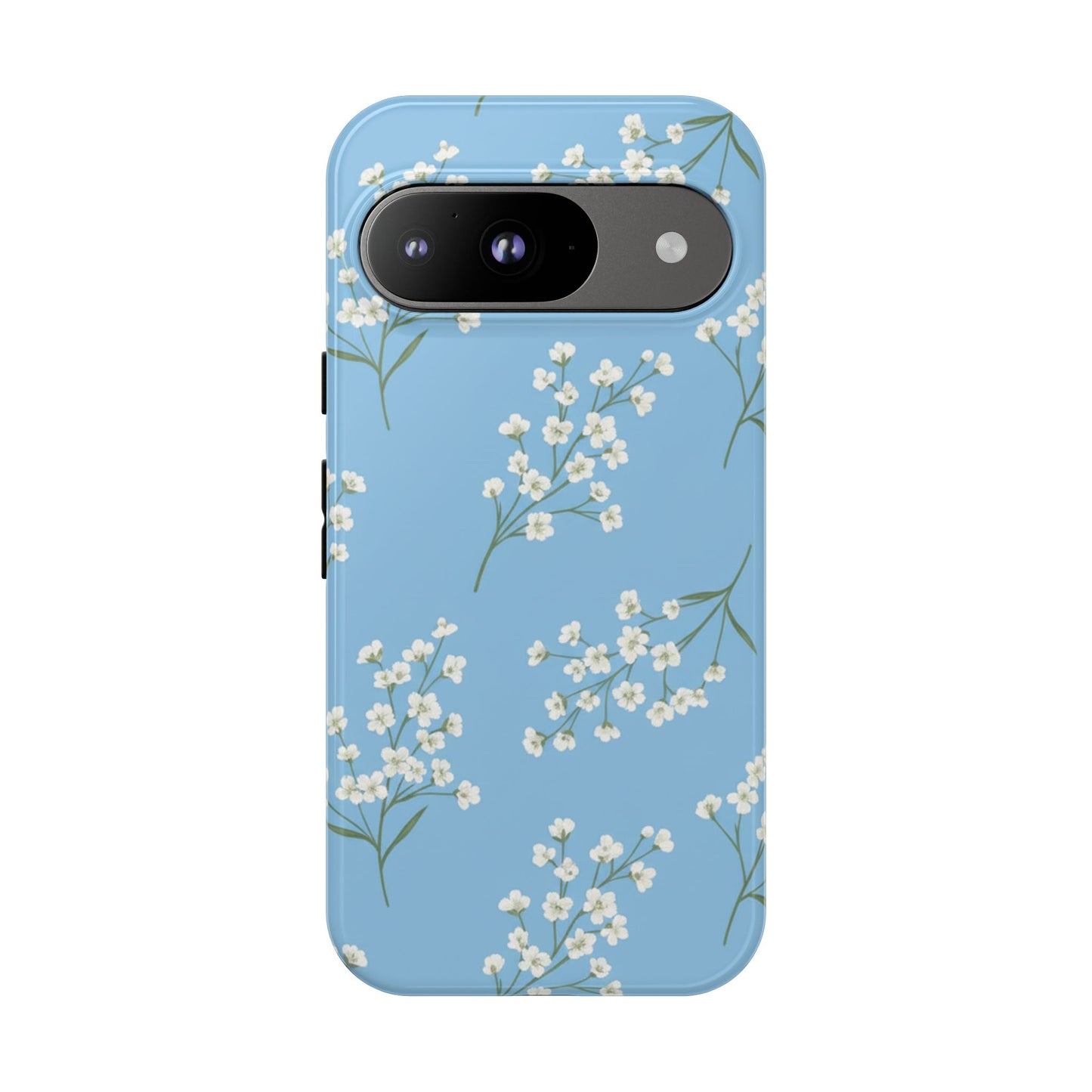 Baby’s Breath Floral Phone Case | Minimal Blue Flower Tough Case