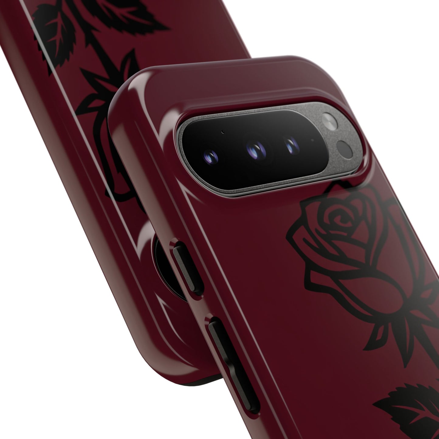 Black Rose Burgundy iPhone Case | Dark Aesthetic Shockproof Protective Cover