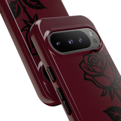 Black Rose Burgundy iPhone Case | Dark Aesthetic Shockproof Protective Cover