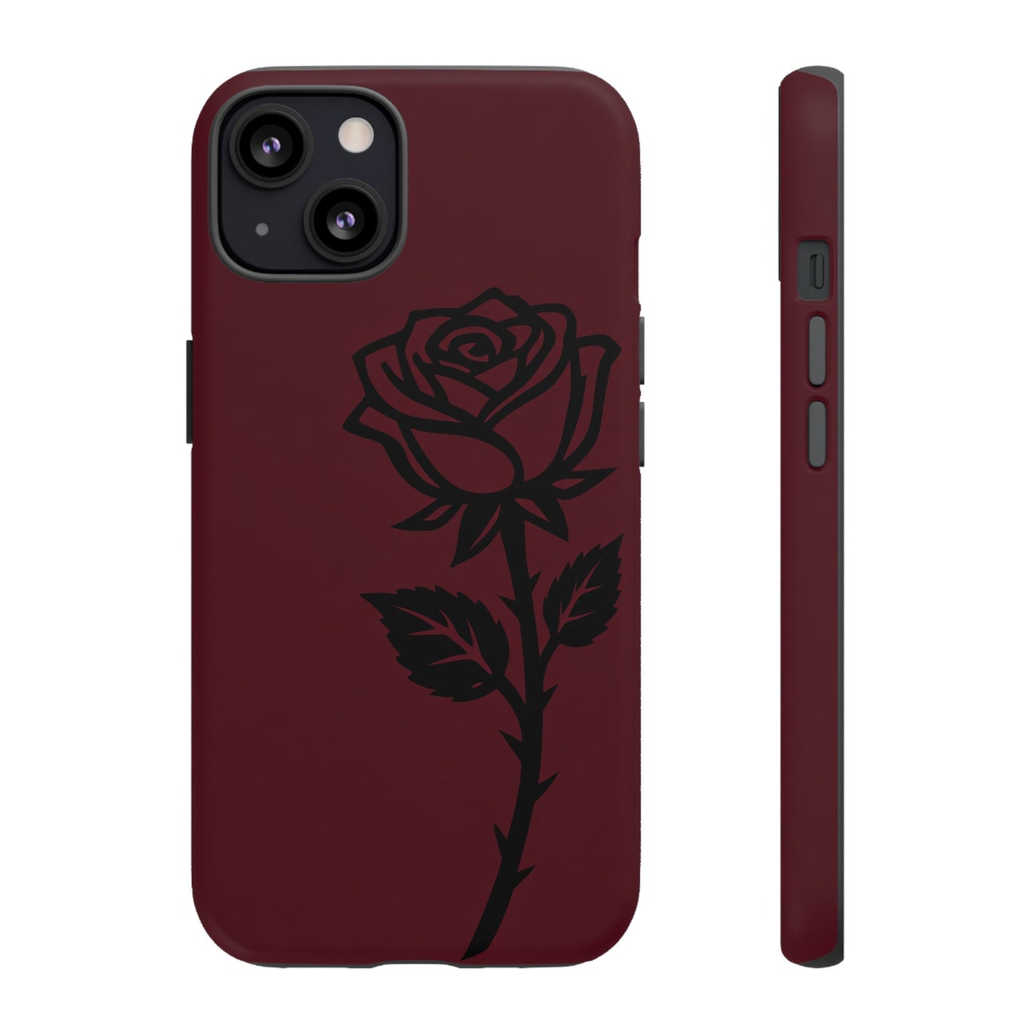 Black Rose Burgundy iPhone Case | Dark Aesthetic Shockproof Protective Cover
