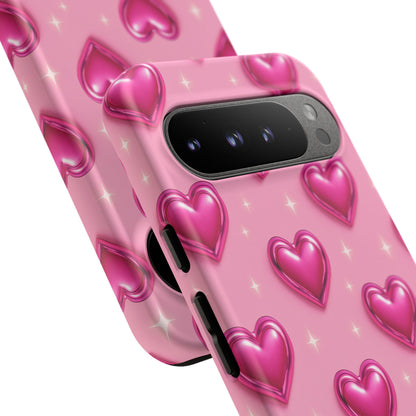 Pink Heart Pattern Phone Case | Tough Protective Case for Iphone, Samsung Galaxy and Pixel