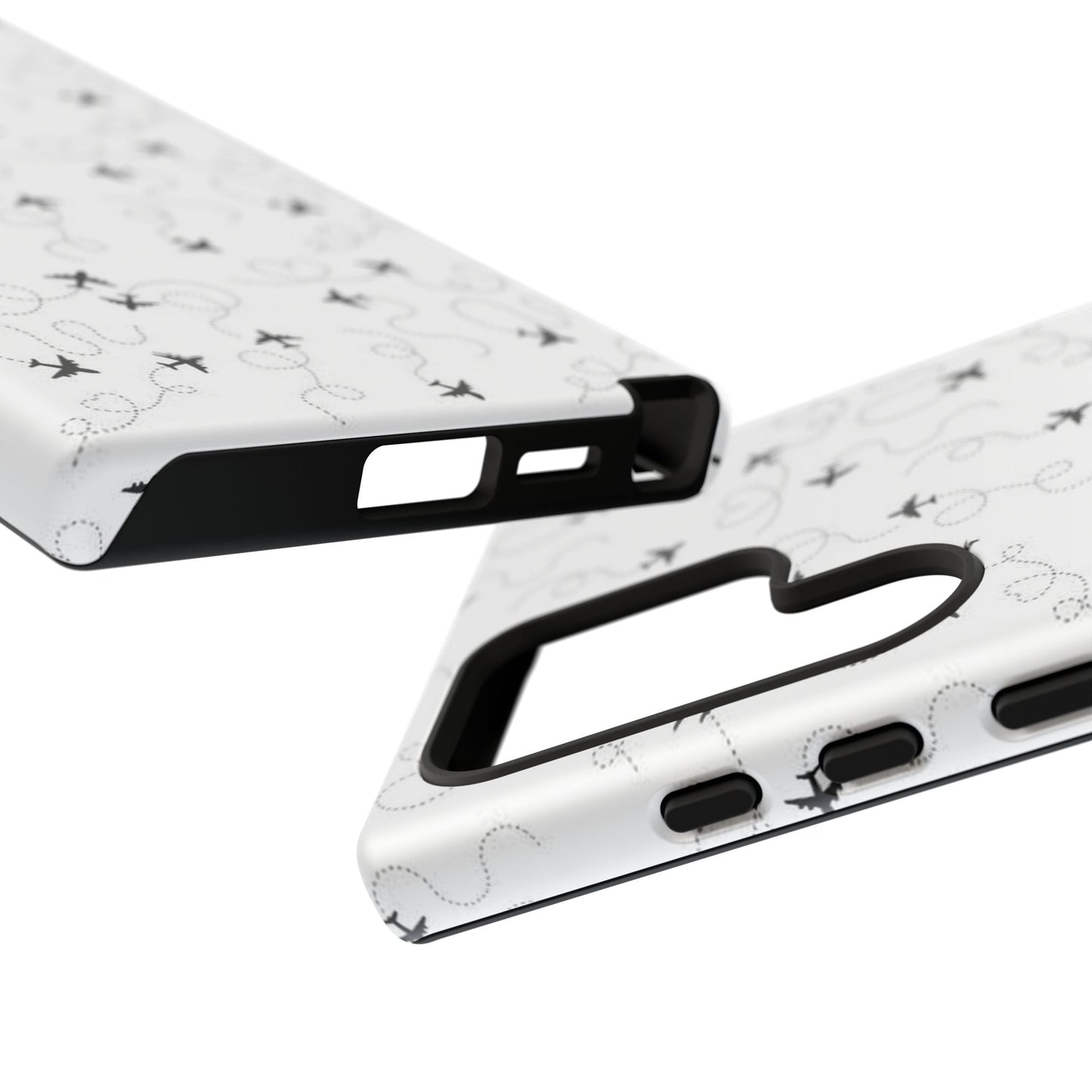 Minimal Paper Airplane Pattern Phone Case – Black White Aesthetic Tough Cover
