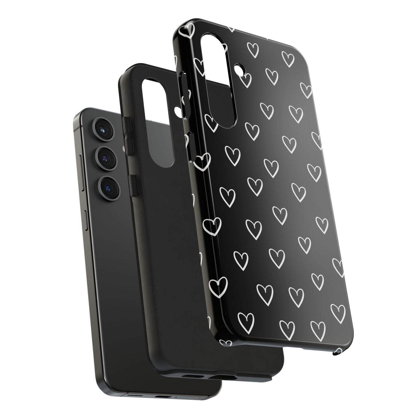 Doodle Heart Phone Case – Minimal Black & White Heart Pattern | Tough Protective Case