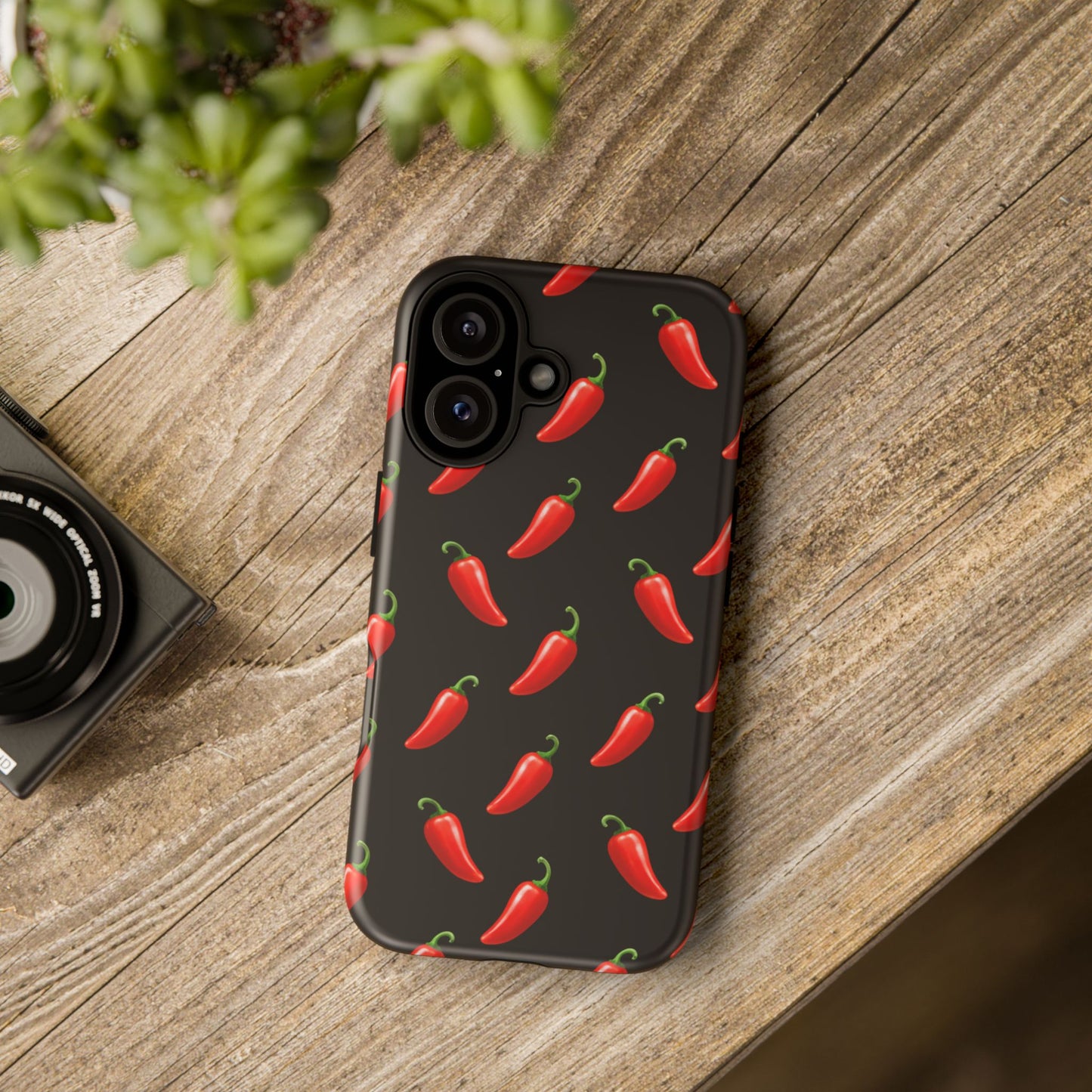 Spicy Chili Pepper Phone Case – Black Cute Hot Pepper Tough Cover for Iphone, Samsung Galaxy and Pixel