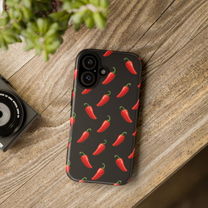 Spicy Chili Pepper Phone Case – Black Cute Hot Pepper Tough Cover for Iphone, Samsung Galaxy and Pixel