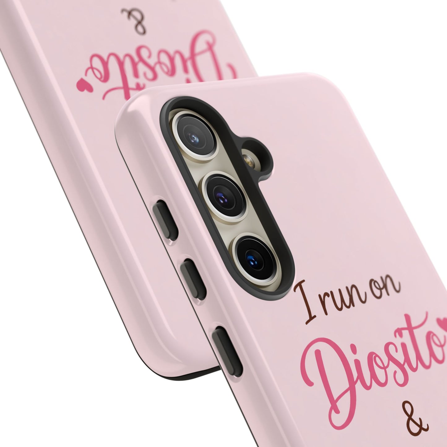 I Run on Diosito y Cafecito Phone Case, Pink Aesthetic Latina Faith Coffee Case, Girly Protective iPhone Samsung Cover