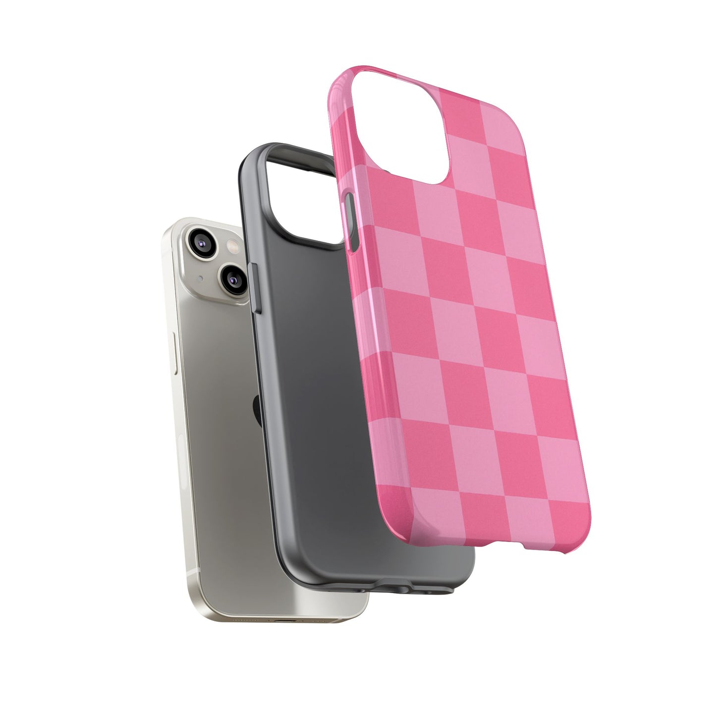 Pink Checkerboard Phone Case – Cute Aesthetic Tough Case for iPhone & Samsung