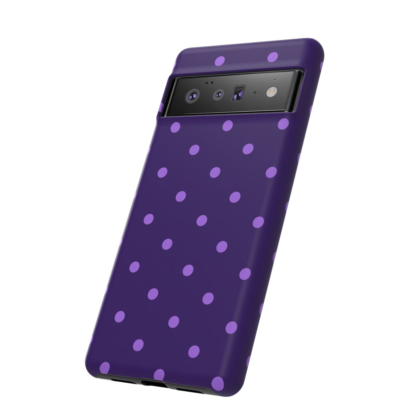 Purple Polka Dot Tough Phone Case – Cute Stylish Durable Protective Cover for Iphone, Samsung Galaxy and Pixel