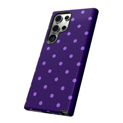 Purple Polka Dot Tough Phone Case – Cute Stylish Durable Protective Cover for Iphone, Samsung Galaxy and Pixel