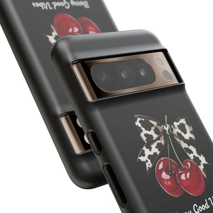 Cherry Cow Print Phone Case | Coquette Bow Aesthetic iPhone & Samsung Tough Case