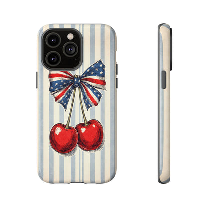 Patriotic Cherry Phone Case Americana Coquette Aesthetic iPhone Samsung