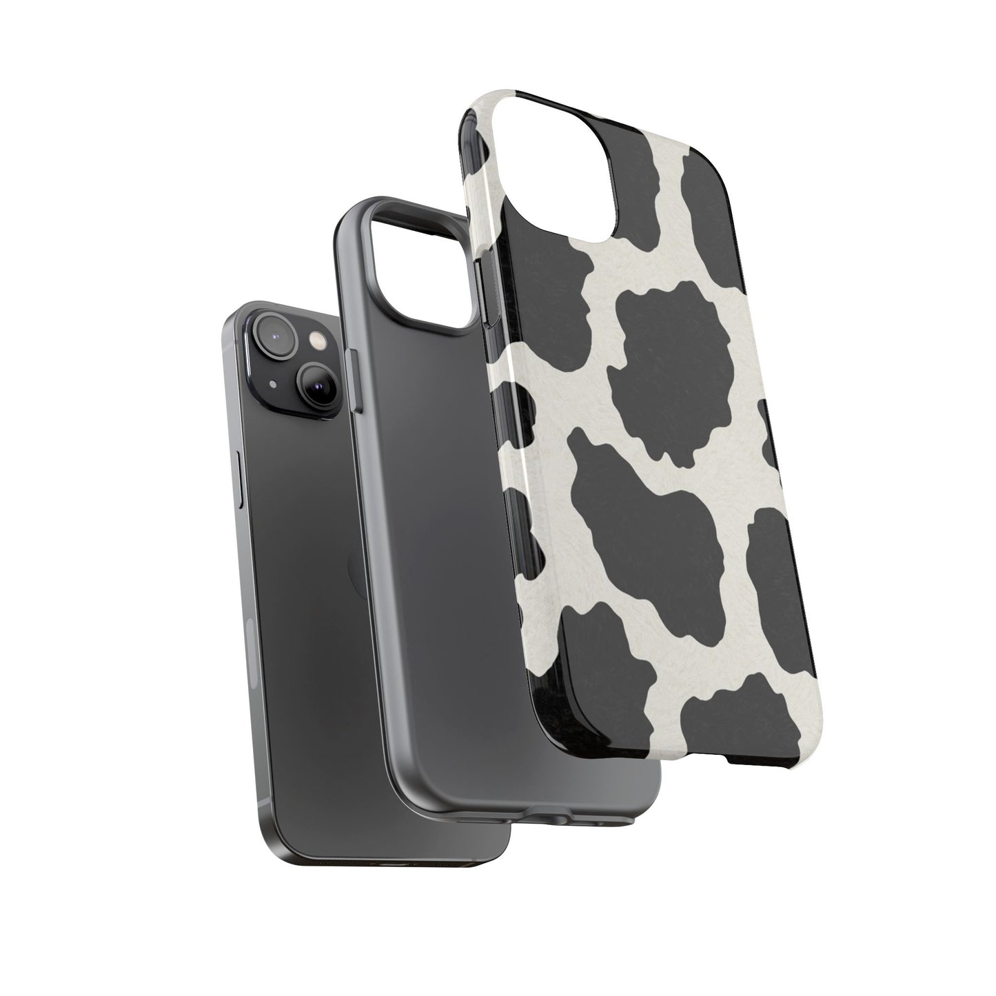 Black & White Cow Print Phone Case | Western Aesthetic iPhone & Samsung Tough Case