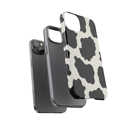 Black & White Cow Print Phone Case | Western Aesthetic iPhone & Samsung Tough Case