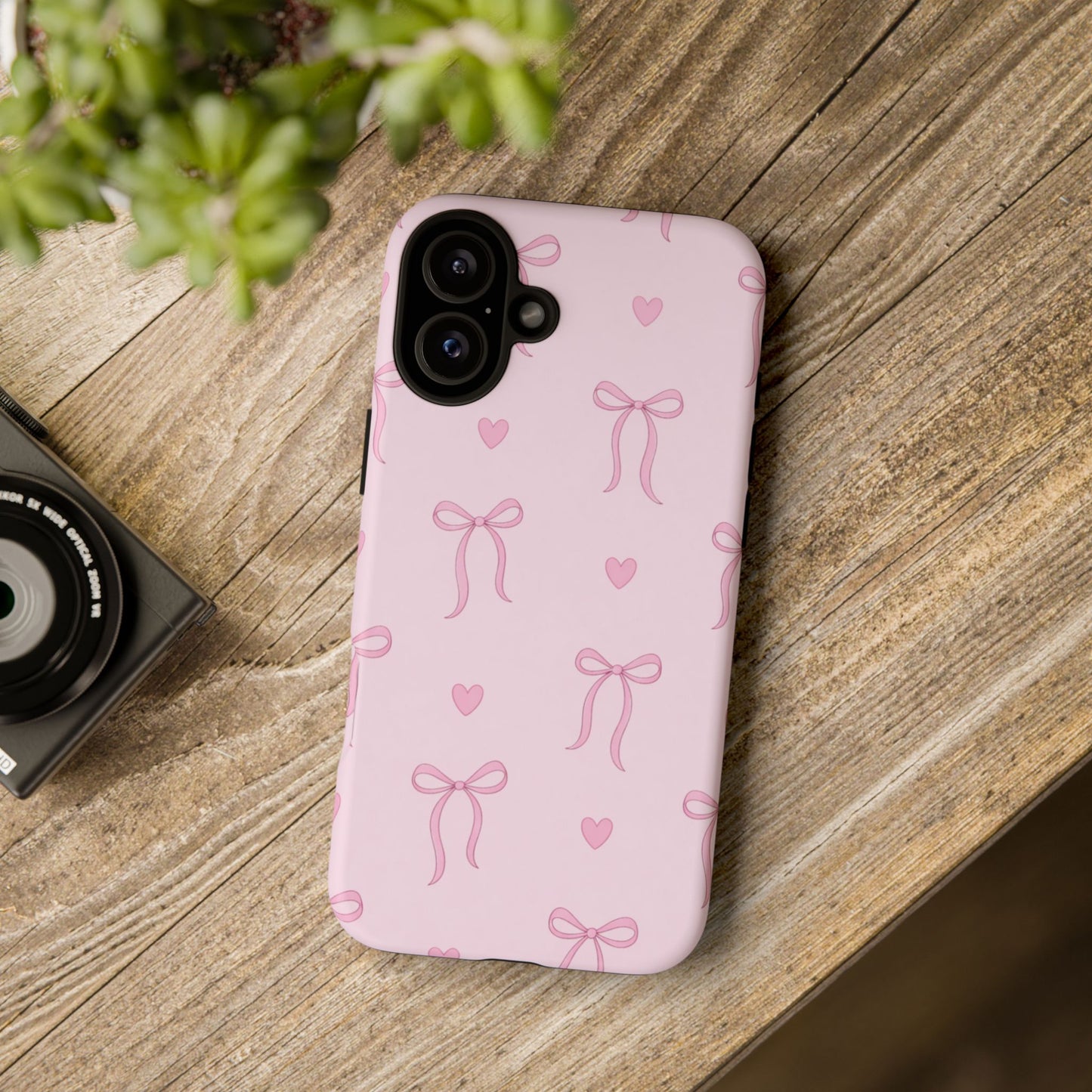 Pink Bow Heart Aesthetic Phone Case – Coquette Cute Tough Cover