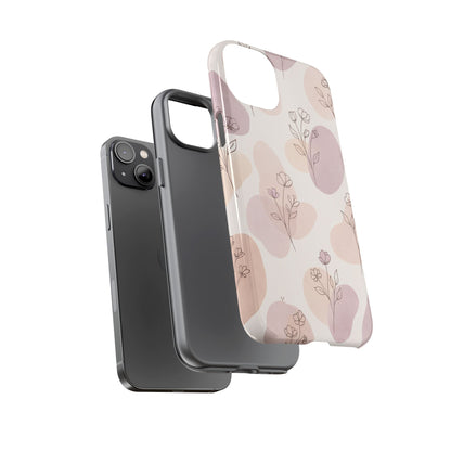 Blush Floral Phone Case Neutral Botanical Watercolor Tough Cover