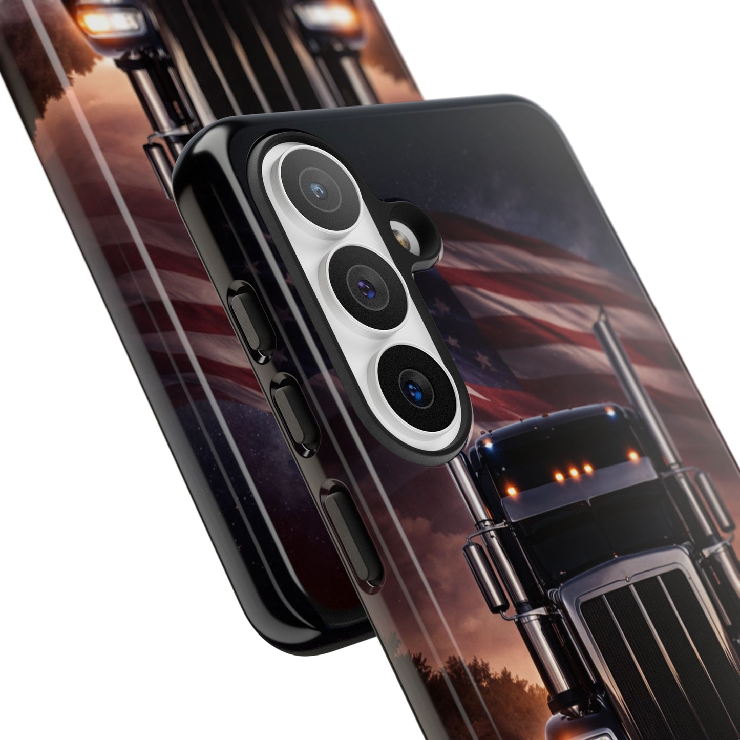 Semi Truck Phone Case American Flag Big Rig Trucker Gift iPhone Samsung