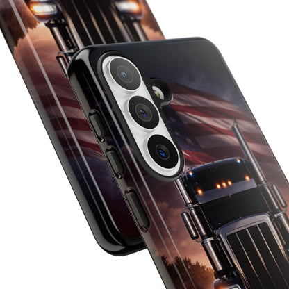 Semi Truck Phone Case American Flag Big Rig Trucker Gift iPhone Samsung