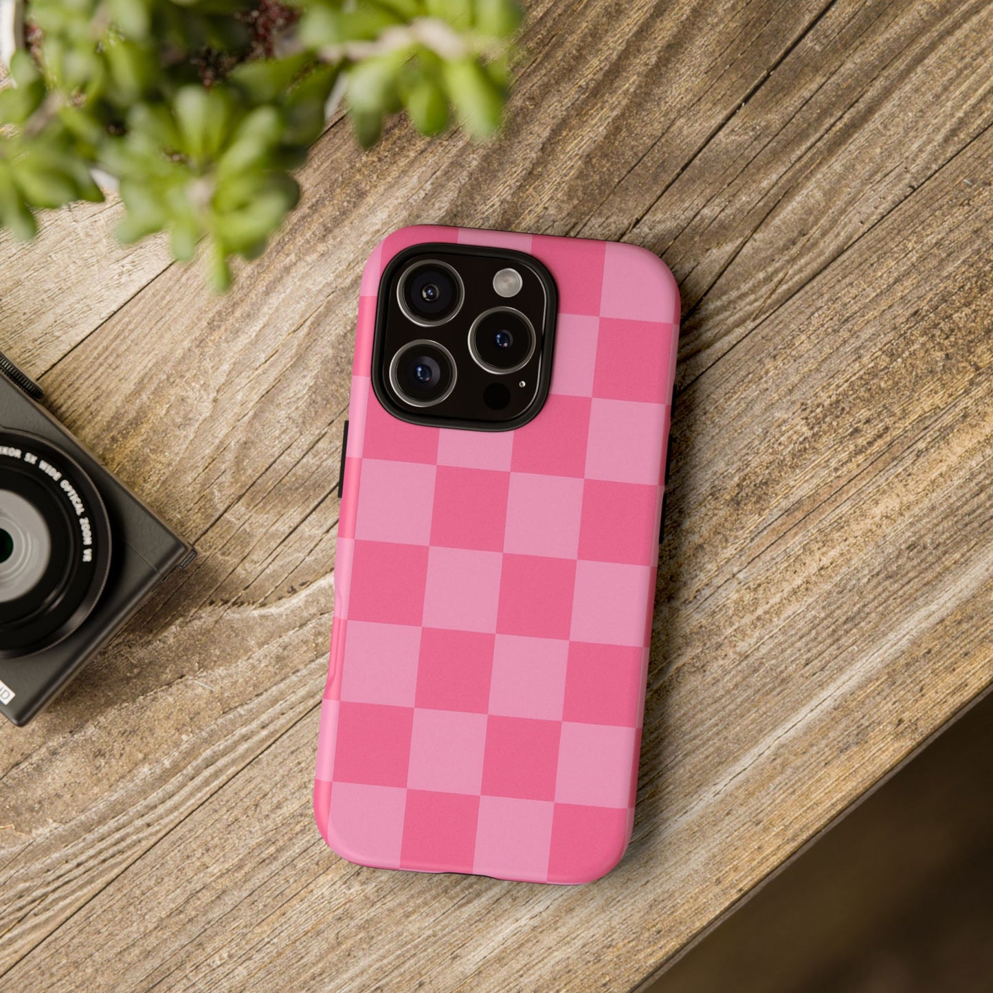 Pink Checkerboard Phone Case | Cute Aesthetic Checkered iPhone & Samsung Tough Case