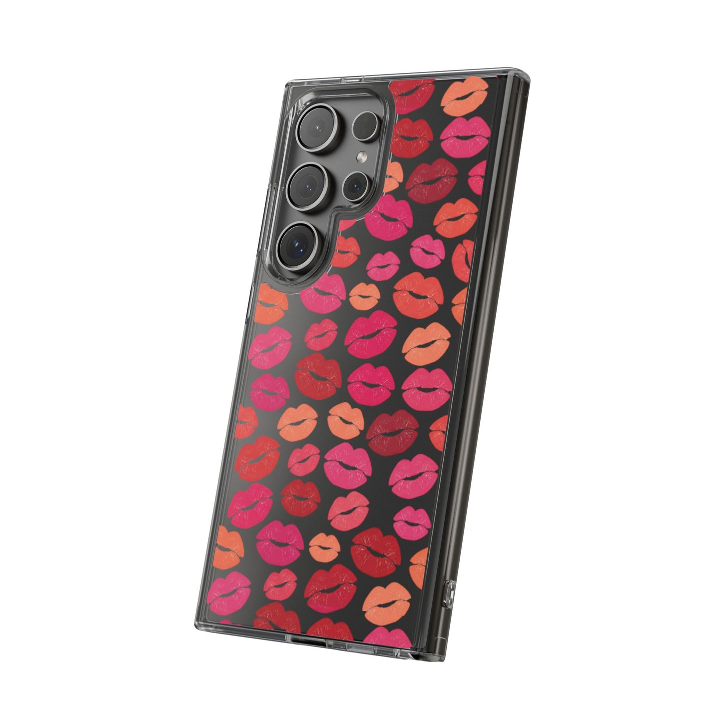 Kiss Print Clear Phone Case | Red Lip Pattern Impact-Resistant Case