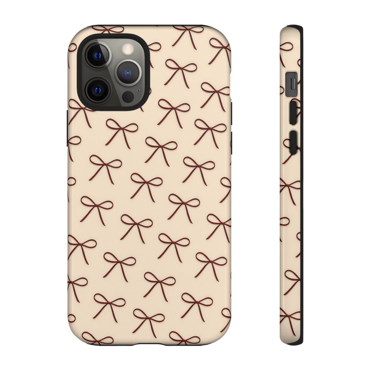 Coquette Bow Phone Case | Neutral Beige Aesthetic iPhone & Samsung Tough Case