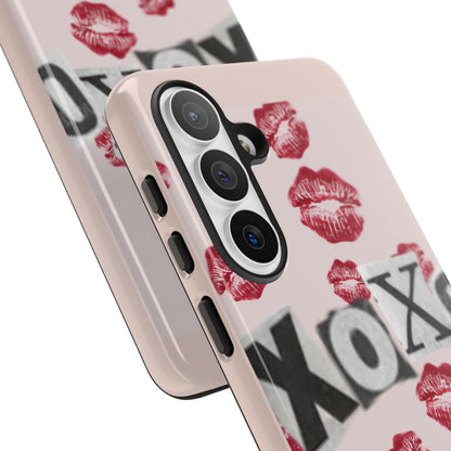 XOXO Kiss Print Phone Case | Coquette Valentine Aesthetic | Cute Pink Lipstick Kiss Tough Case for iPhone & Samsung