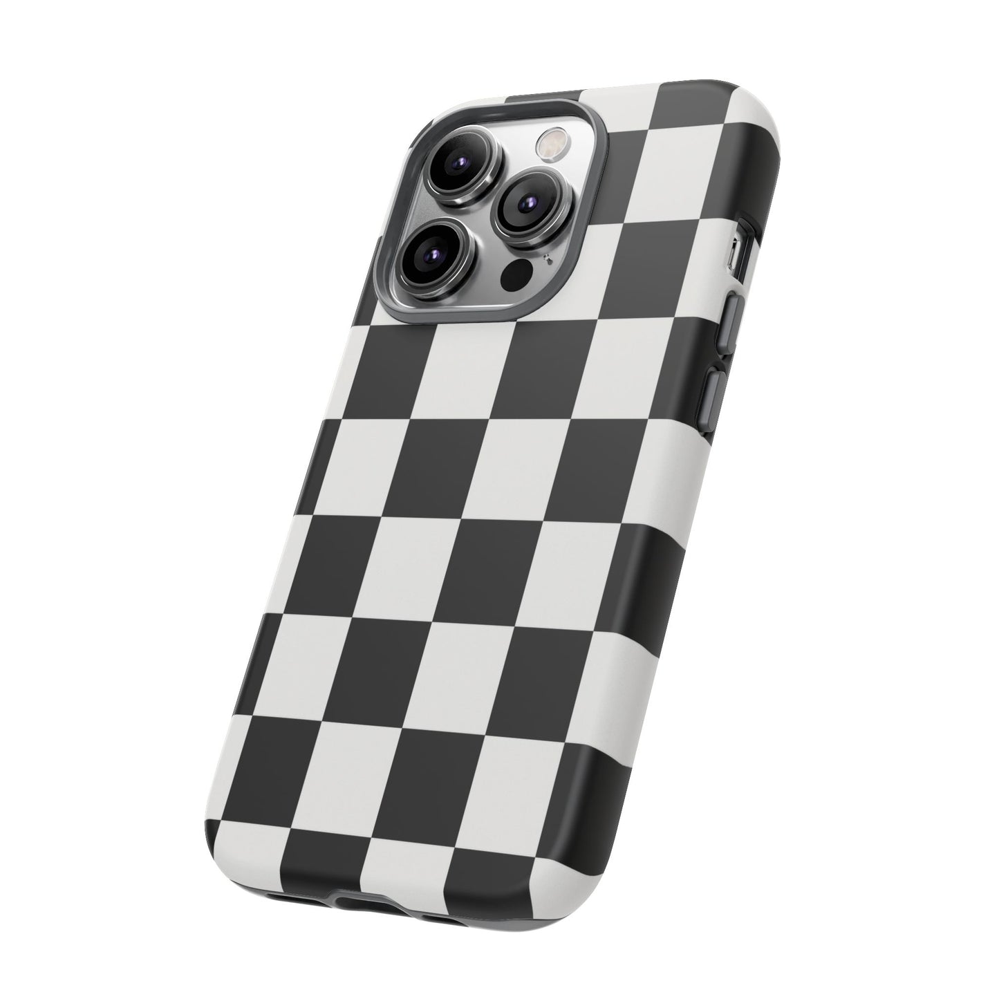 Black & White Checkerboard Phone Case – Classic Aesthetic Tough Protective Case