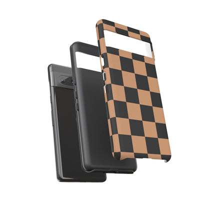 Brown Checkerboard Phone Case | Aesthetic Tough Protective Case