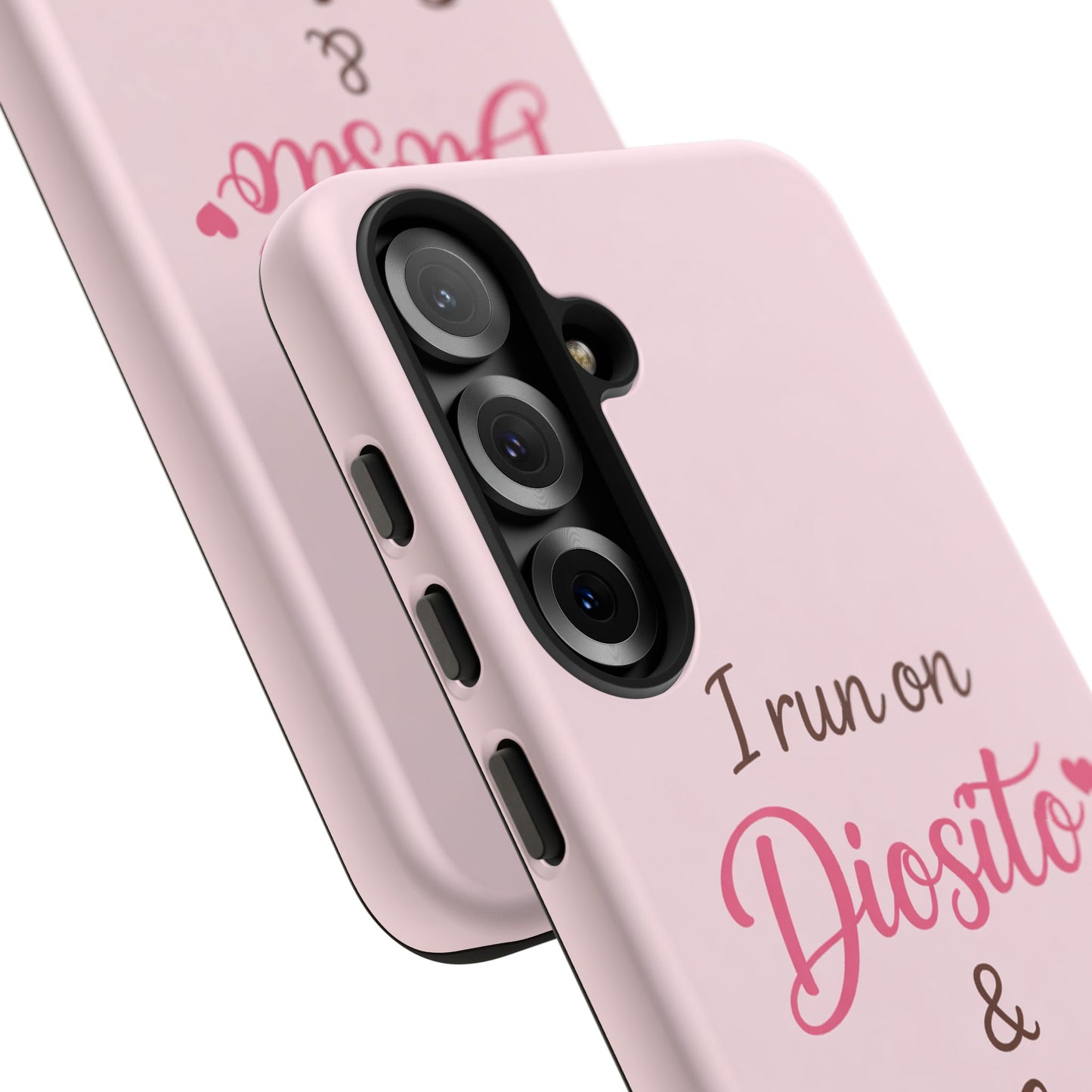 I Run on Diosito y Cafecito Phone Case, Pink Aesthetic Latina Faith Coffee Case, Girly Protective iPhone Samsung Cover