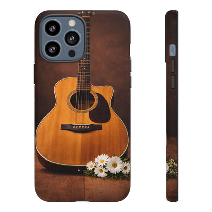 Acoustic Guitar Daisy Phone Case | Rustic Music Lover Tough Cover