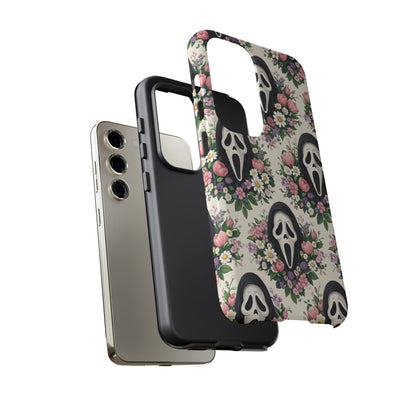 Floral Ghost Face Aesthetic Phone Case – Cute Spooky Tough Cover