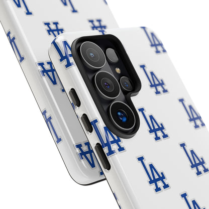Blue LA Monogram Pattern Phone Case | Minimal Baseball Inspired Tough Cover