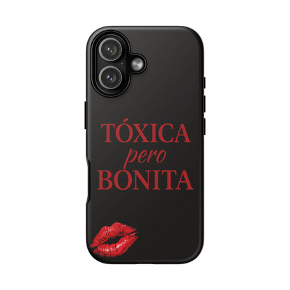 Toxica Pero Bonita Phone Case, Latina Quote Case, Red Lips Aesthetic, Spanish Saying Case, Trendy Tough Cover