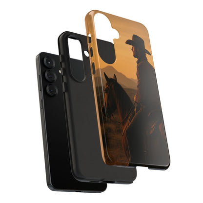 Western Cowboy Sunset Phone Case | Horse Rider Desert Aesthetic Tough Protective Case