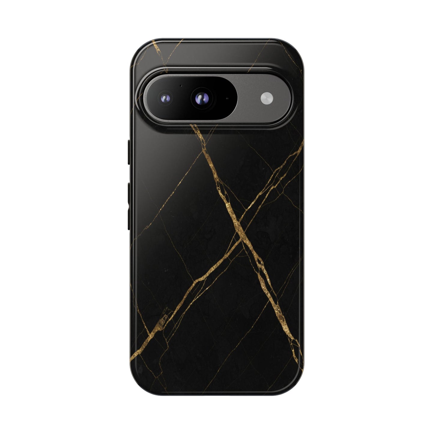 Black Marble Phone Case with Gold Veins – Luxury Minimal Aesthetic Tough Case