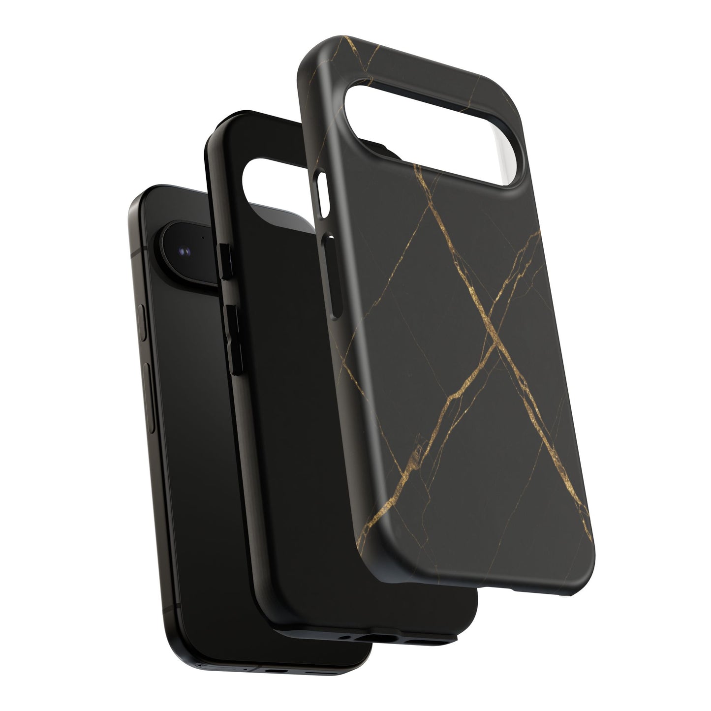 Black Marble Phone Case with Gold Veins | Minimal Luxury Tough Case