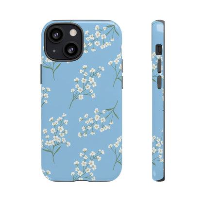 Baby’s Breath Floral Phone Case | Minimal Blue Flower Tough Case
